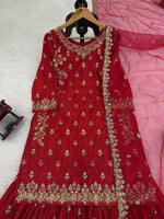 Graceful Chinon Silk 3-Piece Sharara Set with Sequence Work image 8