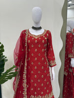 Graceful Chinon Silk 3-Piece Sharara Set with Sequence Work image 4