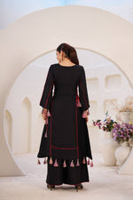 Elegant Reyon Kurti with Palazzo – Thread & Raal Mirror Work with Tassels image 10