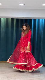 Elegant 3-Piece Foux Gorgette Sharara Set – Sequins Embellished Top, Sharara & Dupatta image 1