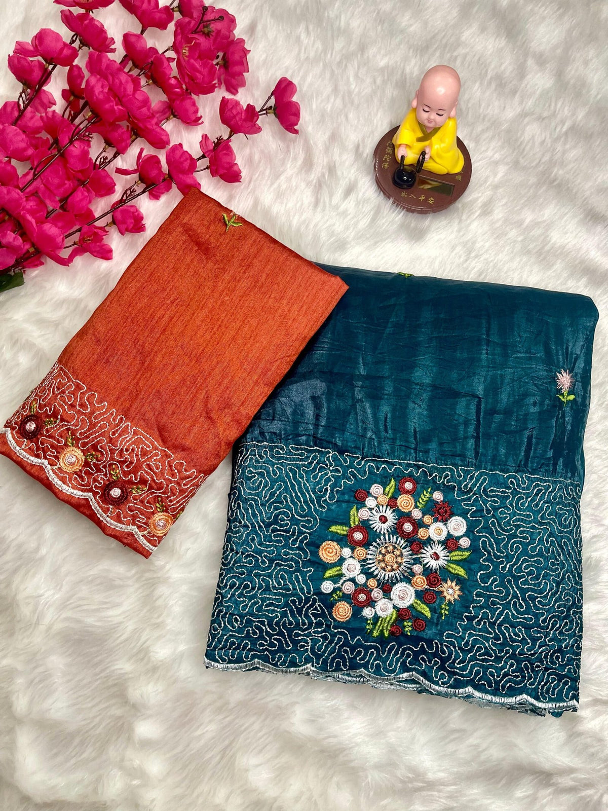 Maya Sarees – Premium Paper Crush Silk with Multi-Thread & Sequence Embroidery image 1