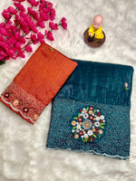 Maya Sarees – Premium Paper Crush Silk with Multi-Thread & Sequence Embroidery image 1