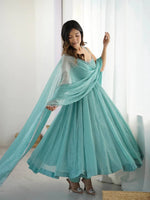 Elegant Crunchy Silk Anarkali Set with Sirozki Work & Dupatta – Fully Stitched image 2