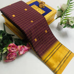 Cotton Checks Minakari Soft Silk Paithani Saree with Contrast Blouse & Tassel Pallu image 6