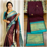 Cotton Checks Minakari Soft Silk Paithani Saree with Contrast Blouse & Tassel Pallu image 3