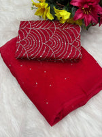 Elegant Space Silk Saree with Moti Work & Full Heavy Bits Work Blouse image 15