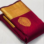 Soft Lichi Silk Saree with Rich Pallu & Jacquard Work - Maroon image