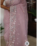 PALAN Soft Crunchy Silk Saree with All-Over Buti Embroidery & Elegant Cutwork Border | Fully Embroidered Blouse image 2