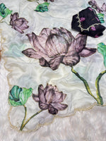 Maskat Pure Soft Tebby Silk Saree with Digital Floral Print & Hand Cutdana-Moti Work image 5