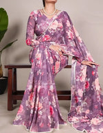 Floral Weightless Marbal Saree with Pearl Lace Border image 11