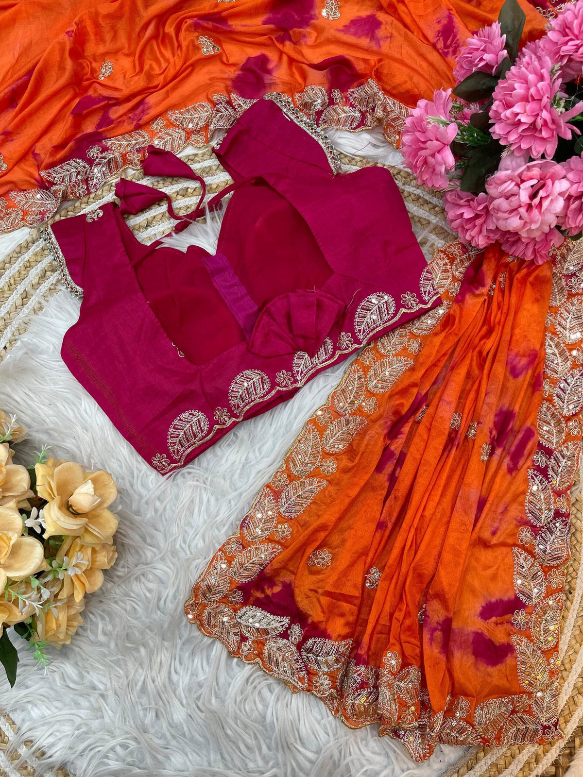 Elegant Pure Chinon Prism Dyble Saree with Embroidery & 3mm Sequins image 4