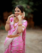 Soft Lichi Silk Saree with Silver Work & Heavy Jacquard Border image 6