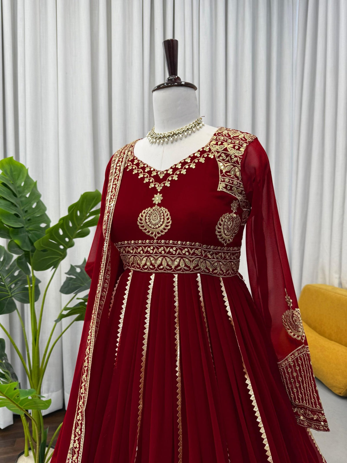 Designer Foux Georgette Anarkali 3-Piece Set with Sequins Work image 4