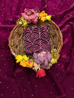 Elegant Space Silk Saree with Moti Work & Full Heavy Bits Work Blouse image 6