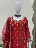 Graceful Chinon Silk 3-Piece Sharara Set with Sequence Work image 3