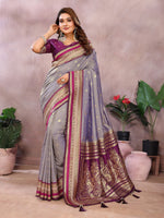 Sndar - Pure Handloom Kalamkari Silk Saree with Zari Border & Grand Pallu | Premium Sustainable Fashion