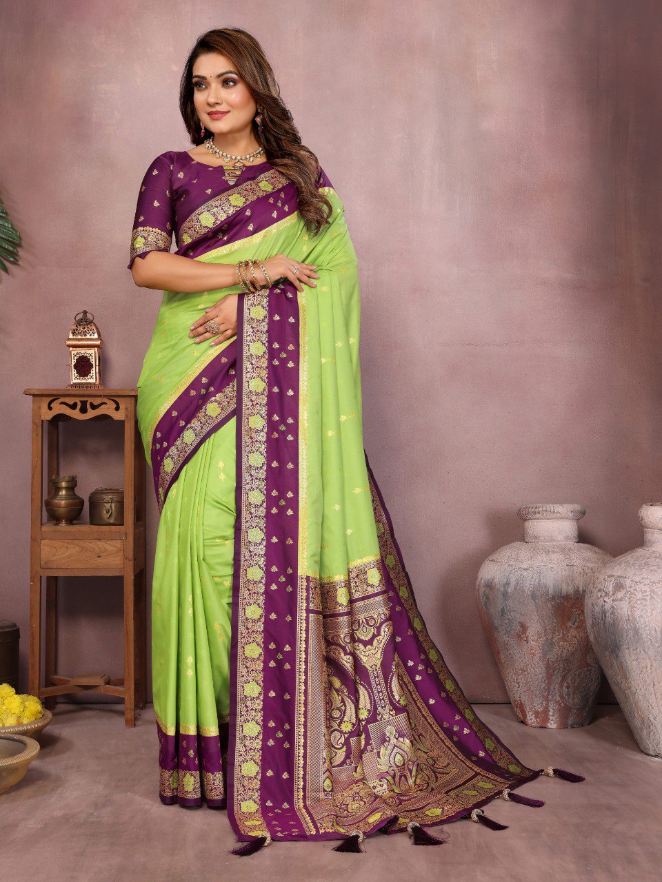 Sarangi - Pure Handloom Kalamkari Silk Saree with Zari Border & Grand Pallu | Sustainable Luxury