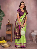 Sndar - Pure Handloom Kalamkari Silk Saree with Zari Border & Grand Pallu | Premium Sustainable Fashion