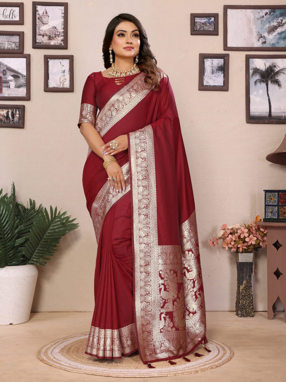 Ruby Collection - Premium Summer Banarasi Silk Saree with Gala Weaving | Wedding & Festive Wear