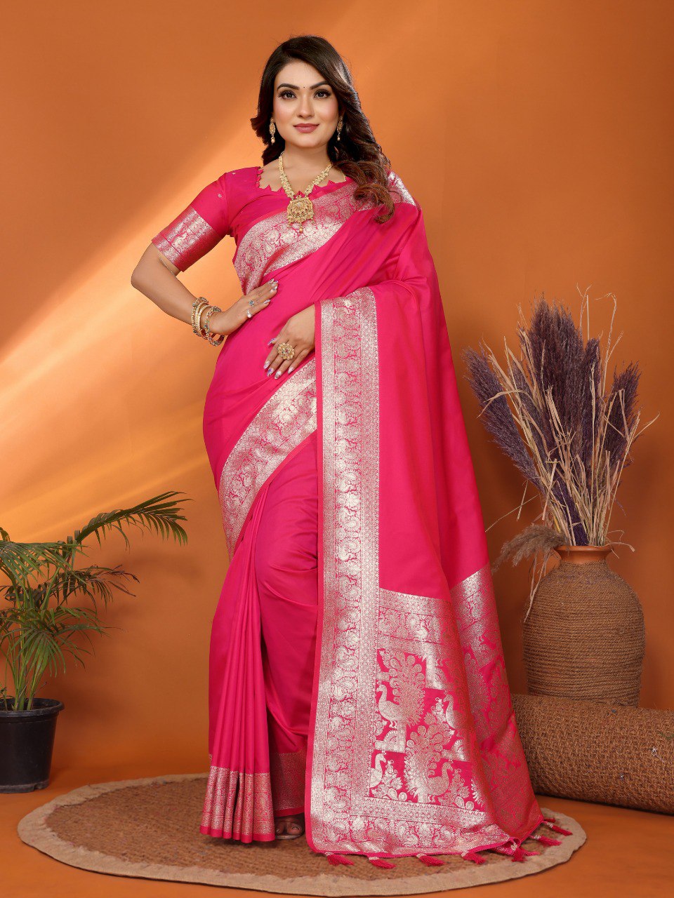 Ruby Collection - Premium Summer Banarasi Silk Saree with Gala Weaving | Wedding & Festive Wear