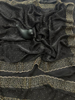 Tamanah Fendi Space Silk Saree with All-Over Jarkhan Work | Running Embroidered Blouse | Designer Party & Festive Wear