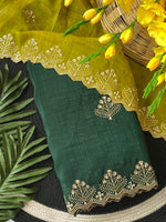 New Arrival Crunchi Soft Silk Saree with Embroidery, Moti Work & Scalloped Cutwork Border | Contrast Work Blouse | Festive & Wedding Wear