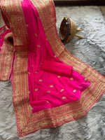 SONALI Georgette Saree with Butta Embroidery & Lace Border | Raw Silk Blouse | Elegant Festive & Party Wear