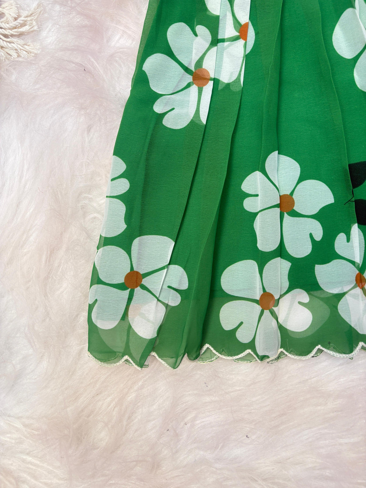Kids Pure Georgette Lehenga Choli with Sifali Work Blouse & Flower Print | Adjustable Drawstring