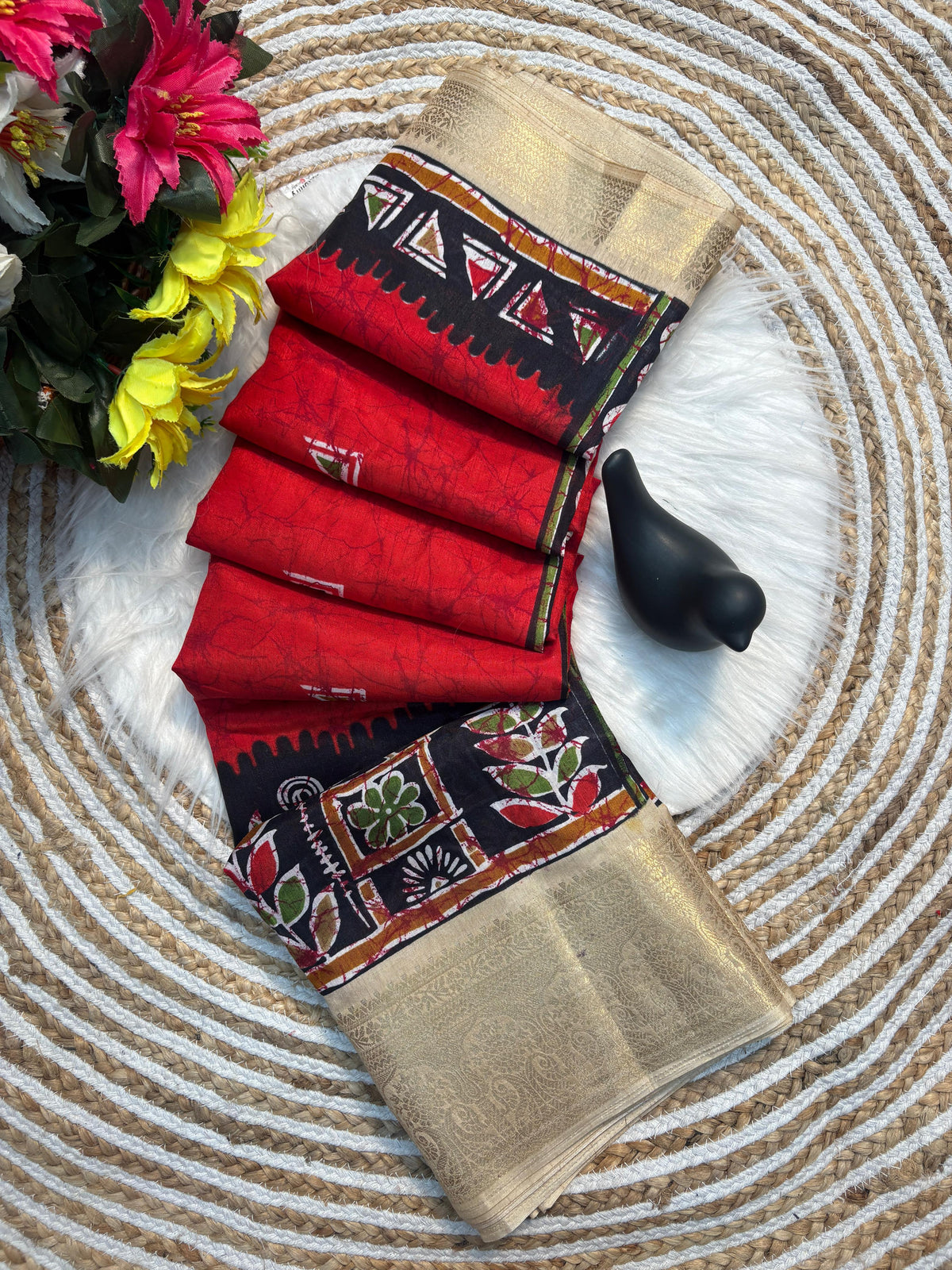 Ajarakha Prisam Dola Silk Saree with Jacquard Border | Super Soft Fabric | Traditional Elegance