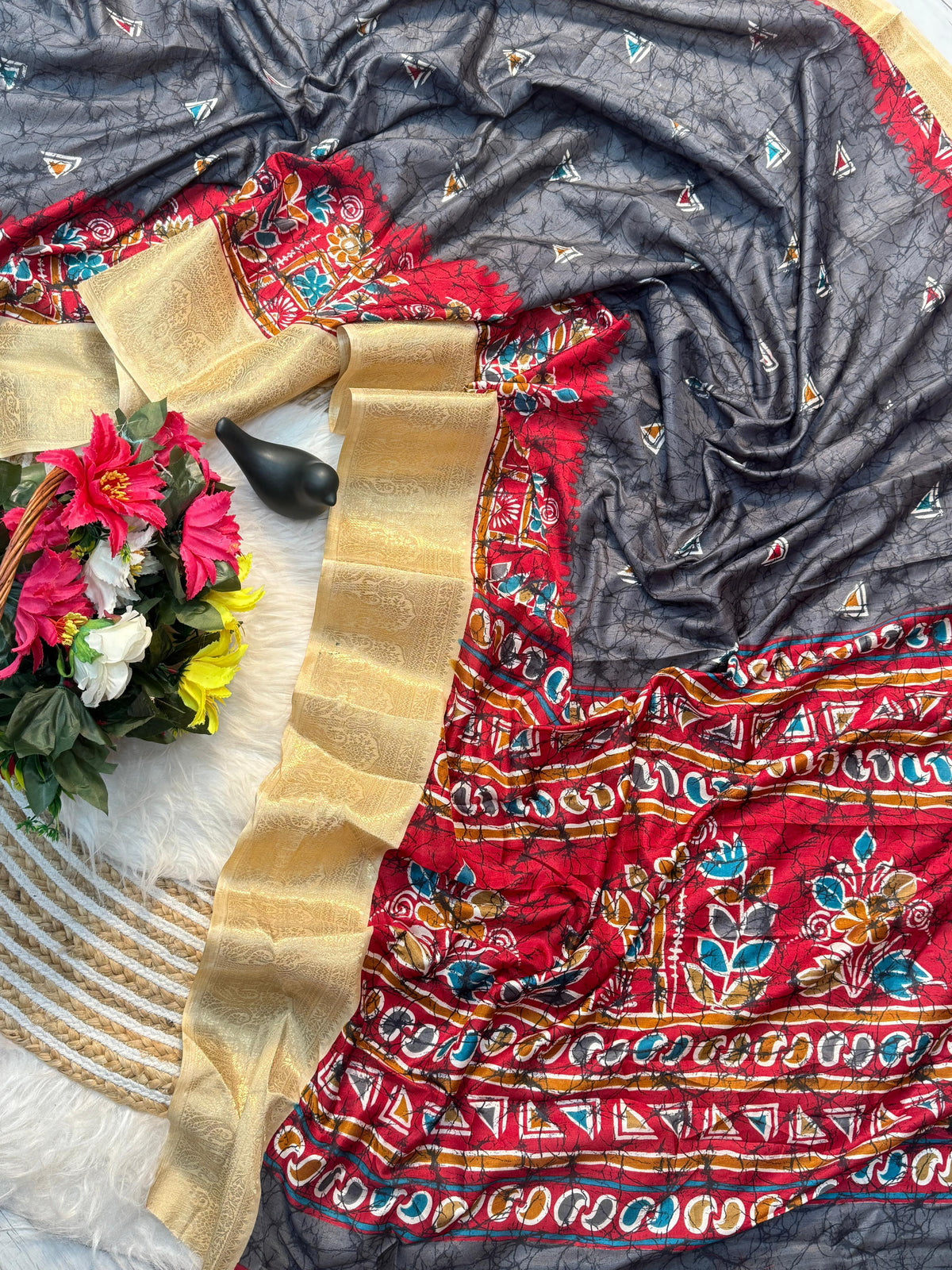 Ajarakha Prisam Dola Silk Saree with Jacquard Border | Super Soft Fabric | Traditional Elegance