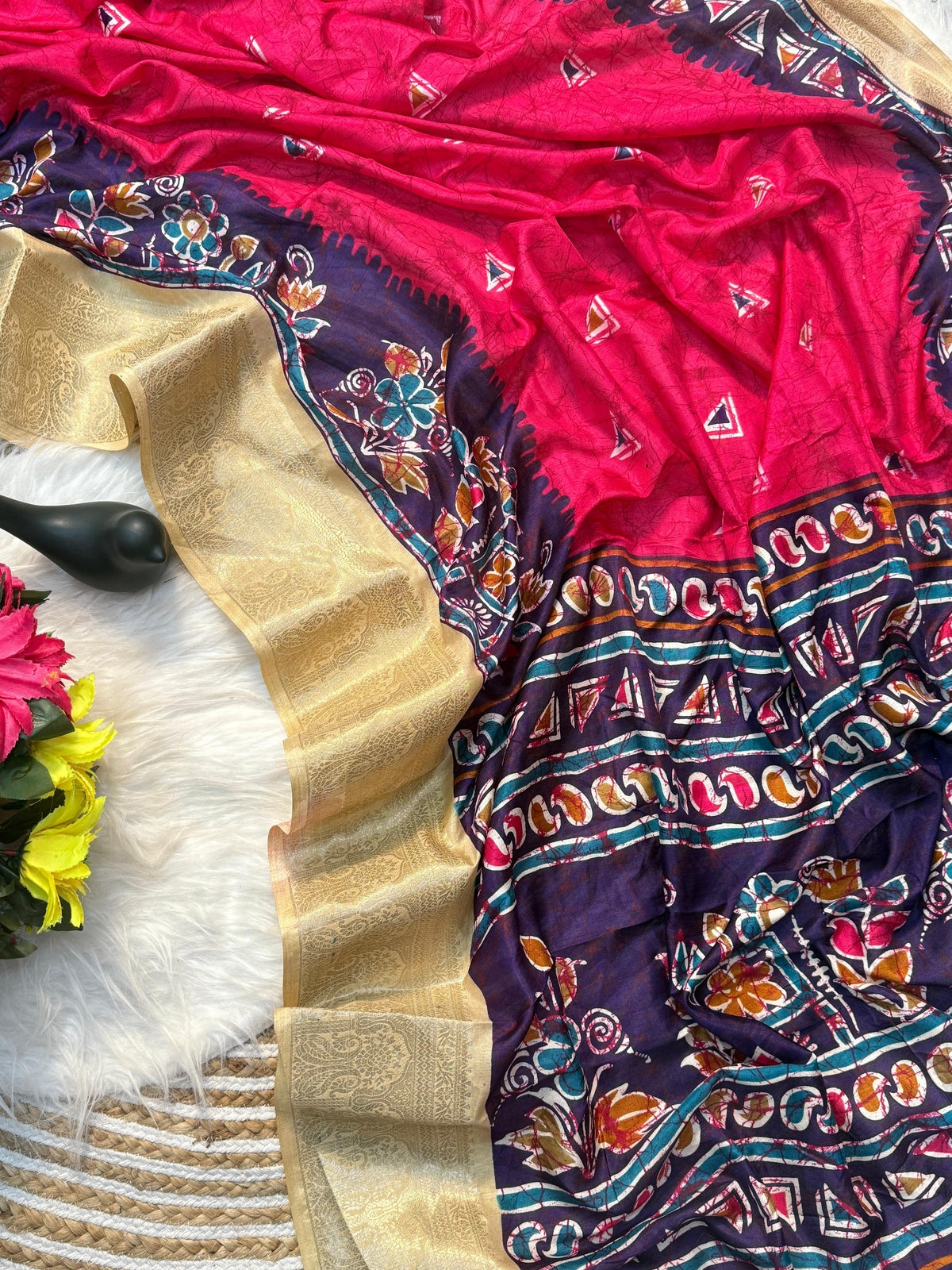 Ajarakha Prisam Dola Silk Saree with Jacquard Border | Super Soft Fabric | Traditional Elegance