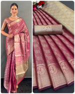 Copper Gold Tissue Silk Saree with Kanchi Border | Bollywood Style Look