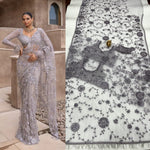 New Bollywood Blockbuster Net Saree with Heavy 5MM Multi Sequin Embroidery & Zalar Pallu