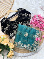 Elegant Fendy Chiffon Saree with Cording Embroidery & Velvet Embroidered Blouse