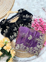Elegant Fendy Chiffon Saree with Cording Embroidery & Velvet Embroidered Blouse