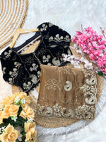 Elegant Fendy Chiffon Saree with Cording Embroidery & Velvet Embroidered Blouse