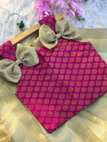 Nayantara Inspired Kids Tissue Silk Lehenga Choli with Jacquard Weaving & Brocade Blouse