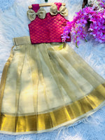 Nayantara Inspired Kids Tissue Silk Lehenga Choli with Jacquard Weaving & Brocade Blouse