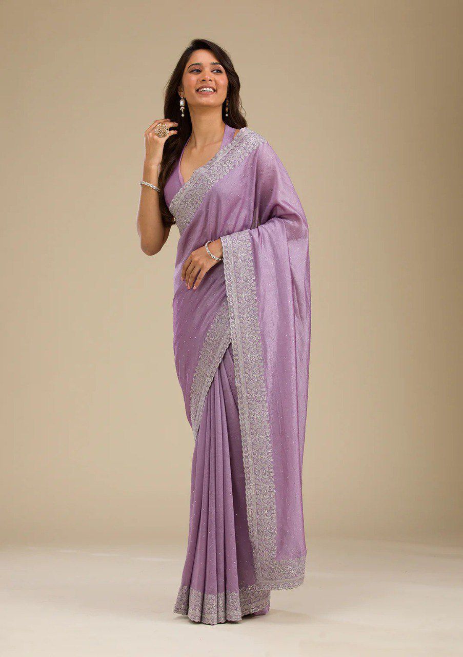 Pure Soft Rangoli Saree with Embroidered Bead Work Blouse – Elegant Partywear