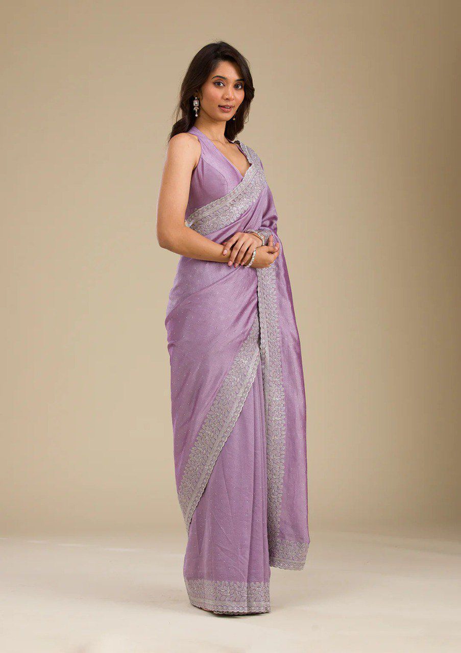 Pure Soft Rangoli Saree with Embroidered Bead Work Blouse – Elegant Partywear