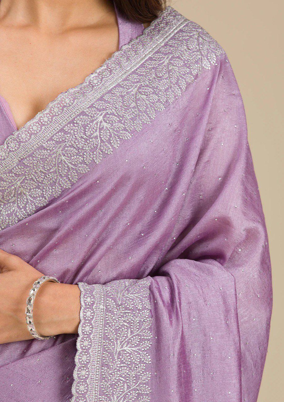 Pure Soft Rangoli Saree with Embroidered Bead Work Blouse – Elegant Partywear
