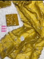 Exclusive Gold Crush Gotapatti Zaal Saree with Peacock Butta & Cutwork Border