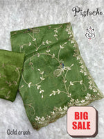 Exclusive Gold Crush Gotapatti Zaal Saree with Peacock Butta & Cutwork Border