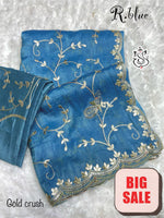 Exclusive Gold Crush Gotapatti Zaal Saree with Peacock Butta & Cutwork Border