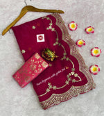 Elegant Net Organza Designer Saree with C Pallu Foil Gota Work & Contrast Jari Blouse
