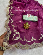 Elegant Net Organza Designer Saree with C Pallu Foil Gota Work & Contrast Jari Blouse