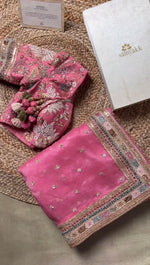 Gulmohar Pure Organza Silk Saree with Multithread Embroidery & Embellished Blouse
