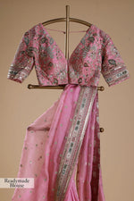 Gulmohar Pure Organza Silk Saree with Multithread Embroidery & Embellished Blouse