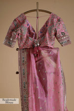 Gulmohar Pure Organza Silk Saree with Multithread Embroidery & Embellished Blouse