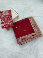 Gulmohar Pure Organza Silk Saree with Multithread Embroidery & Embellished Blouse